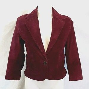 Bernardo Suede Leather Moto Jacket Cropped One Button Brown Medium Edgy Chic